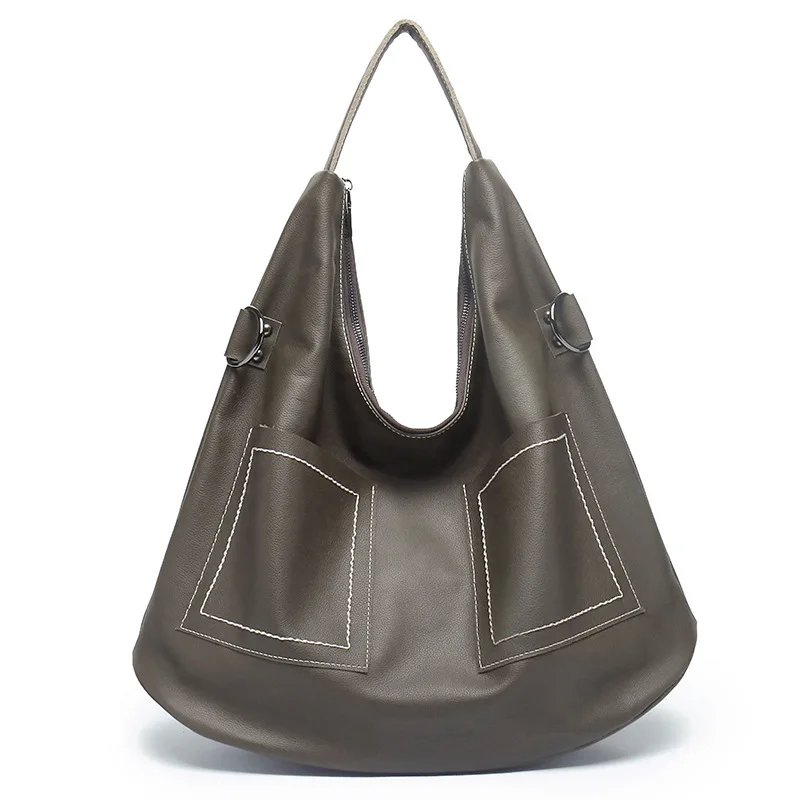 Women's Vintage Genuine Leather Tote Hobo Shoulder Bag Handbag Large A4 College School Work Business Bag For Female Double-sided 
Women's Vintage Genuine Leather Tote Hobo Shoulder Bag Handbag Large A4 College School Work Business Bag For Female Double-sided