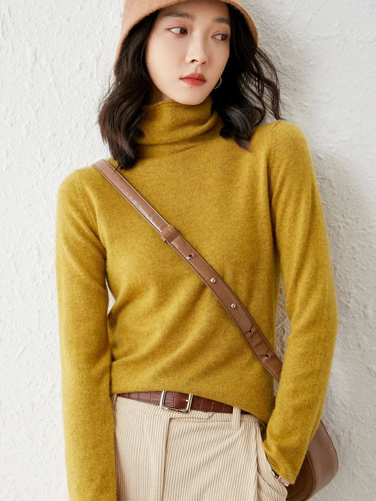 

Autumn & Winter New Pile Collar Thin Wool Sweater Women's Pullover Slim Fit Inner Cashmere Sweater Bottomed Sweater High Collar