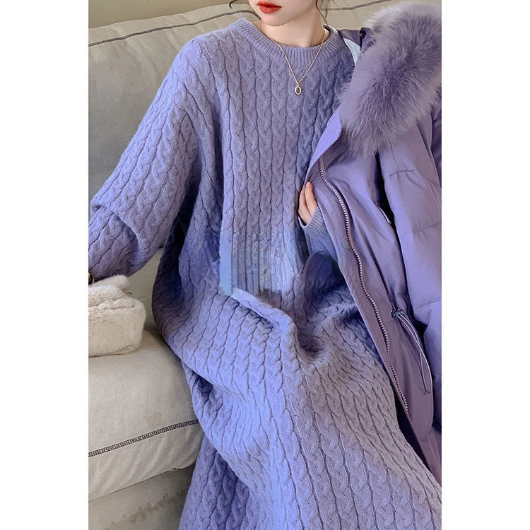 Woman Solid Color Long Knit Sweater Dresses Female Warm O-neck Loose Dress High Street Baggy Midi Length Pullover Dresses G317
Woman Solid Color Long Knit Sweater Dresses Female Warm O-neck Loose Dress High Street Baggy Midi Length Pullover Dresses G317