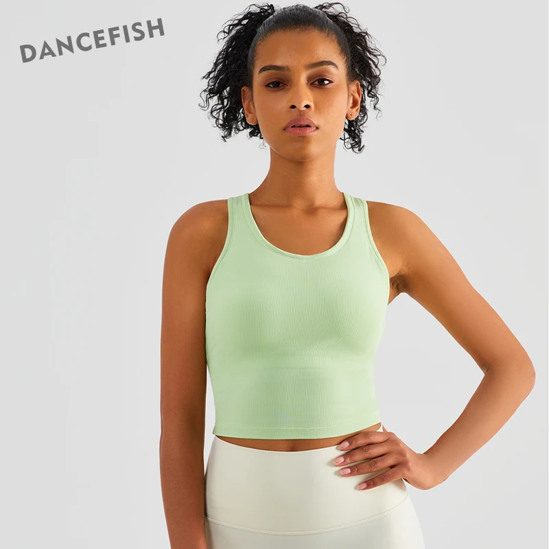 DANCEFISH Basic Sleeveless Racer Back Rib Crop Top Removable Pads Active Bras Women Yoga Vest
DANCEFISH Basic Sleeveless Racer Back Rib Crop Top Removable Pads Active Bras Women Yoga Vest
