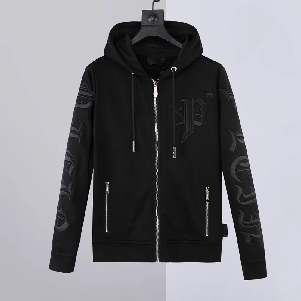 2022 Men hooded sweater letter embroidery zipper decorated cardigan long sleeve coat European and American fashion cotton plein
2022 Men hooded sweater letter embroidery zipper decorated cardigan long sleeve coat European and American fashion cotton plein