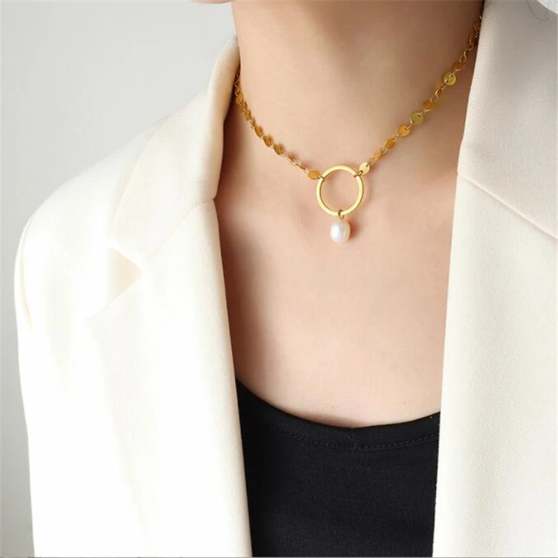 Ожерелье женское позолоченное с пресноводным жемчугом 
Ожерелье женское позолоченное с пресноводным жемчугом