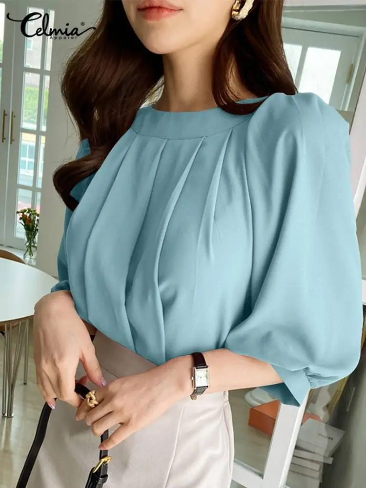 Celmia Elegant Lady 3/4 Sleeve Tops 2022 Fashion Women O-neck Korean Style Blouses Casual Pleated Office Oversize Sweet Blusas
Celmia Elegant Lady 3/4 Sleeve Tops 2022 Fashion Women O-neck Korean Style Blouses Casual Pleated Office Oversize Sweet Blusas