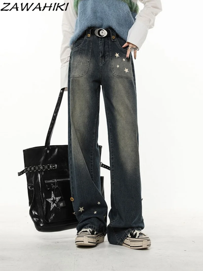 Vintage Women Streetwear Vintage Star Print Oversize Casual High Waist Straight Wide Leg Baggy Gradient Jeans Denim Trousers
Vintage Women Streetwear Vintage Star Print Oversize Casual High Waist Straight Wide Leg Baggy Gradient Jeans Denim Trousers