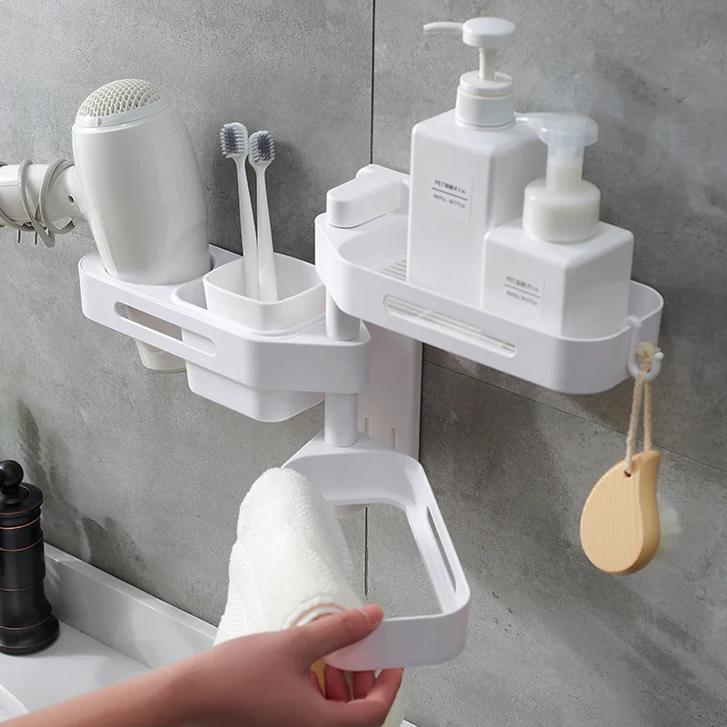 Bathroom Shelf Wall Mounted Storage Rack Hair Dryer Holder Layered Rotary Soap Holder Toothbrush Cup Holder Washstand Rack
Bathroom Shelf Wall Mounted Storage Rack Hair Dryer Holder Layered Rotary Soap Holder Toothbrush Cup Holder Washstand Rack