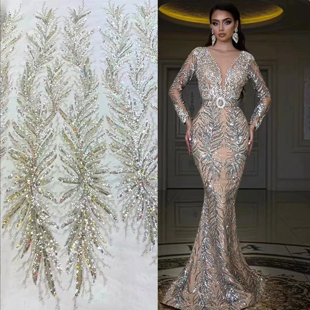 New Colorful Bright Sequin Dress Mesh Tulle Material Luxury Floral Beading Embroidered Lace Fabric for Sewing Women Evening Gown
New Colorful Bright Sequin Dress Mesh Tulle Material Luxury Floral Beading Embroidered Lace Fabric for Sewing Women Evening Gown