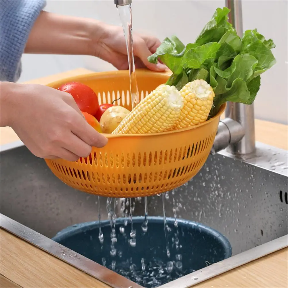 Double-layer drain basket six-piece thickened kitchen vegetable and fruit drain basket wash basin set
Double-layer drain basket six-piece thickened kitchen vegetable and fruit drain basket wash basin set