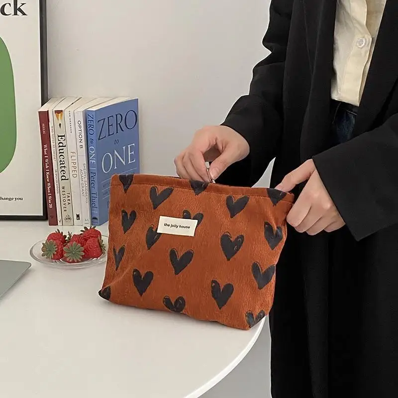 Corduroy Heart Pattern Print Cosmetic Bag Wash Bag Women Travel Cosmetic Pouch Beauty Storage Cases Make Up Organizer Clutch Bag
Corduroy Heart Pattern Print Cosmetic Bag Wash Bag Women Travel Cosmetic Pouch Beauty Storage Cases Make Up Organizer Clutch Bag