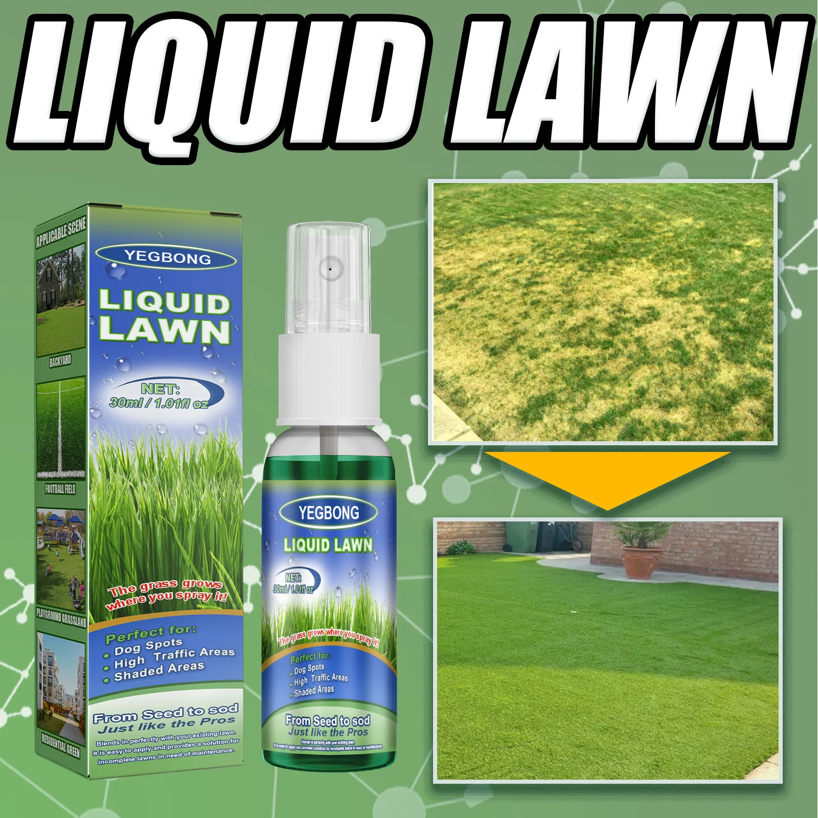 Green Lawn Spray Fast Growth Long Lasting Turfs Paint Concentrated Nutrient Solution Spray Grass Lawns Fertilizer Free Shipping
Green Lawn Spray Fast Growth Long Lasting Turfs Paint Concentrated Nutrient Solution Spray Grass Lawns Fertilizer Free Shipping