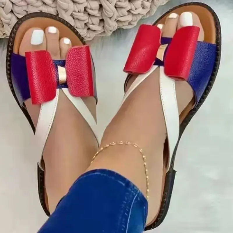 Summer Women Sandals New Blocking Bow Flat Slippers Women Leather Sandals Size 43 Outdoor Beach Silppers
Summer Women Sandals New Blocking Bow Flat Slippers Women Leather Sandals Size 43 Outdoor Beach Silppers