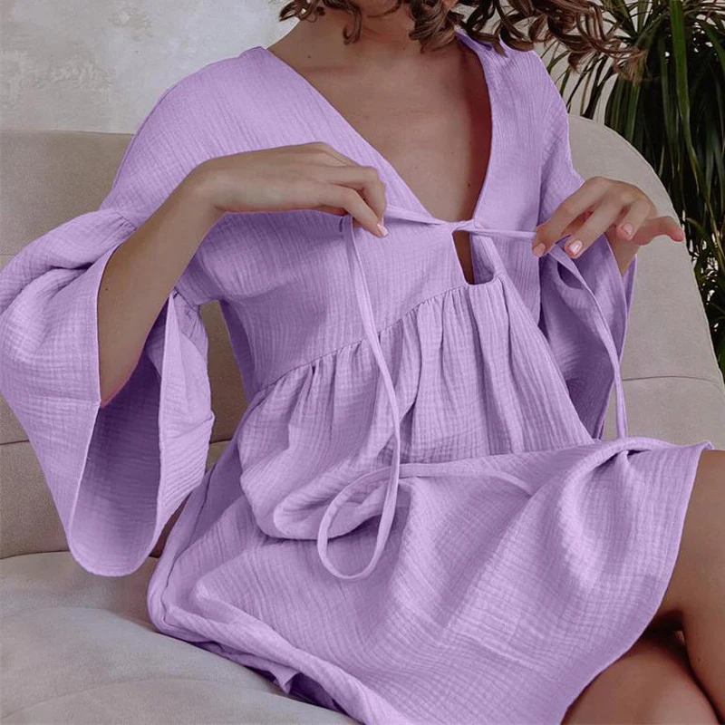 Summer Clothes Women 2023 Beach Wear Cover Up New Cotton Pajamas Long Sleeve Nightgown Leisure Loose Robe Occupy Home Solid
Summer Clothes Women 2023 Beach Wear Cover Up New Cotton Pajamas Long Sleeve Nightgown Leisure Loose Robe Occupy Home Solid