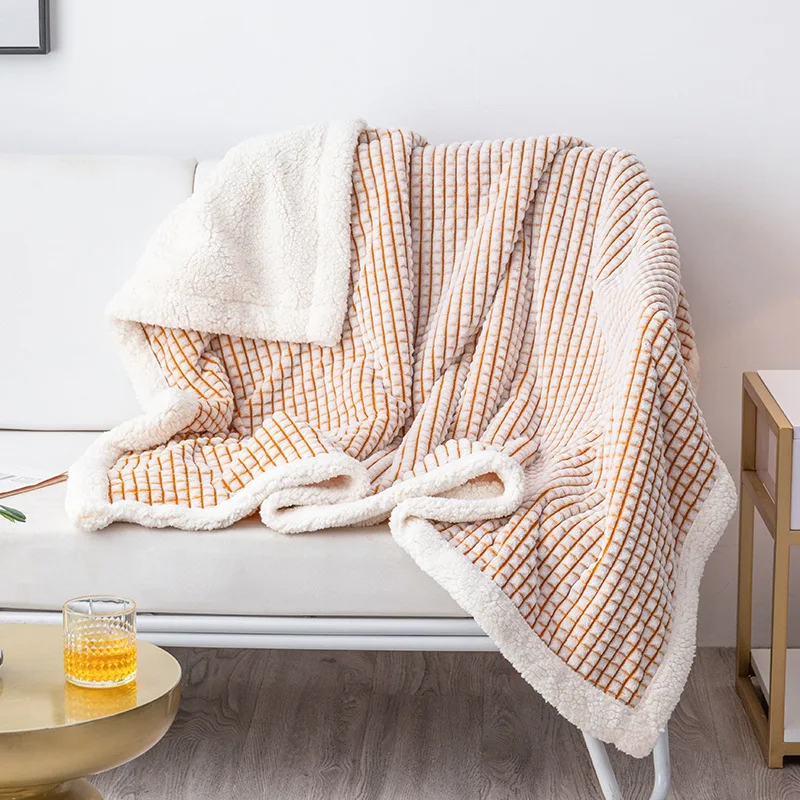 

Однотонное Двухслойное одеяло из кораллового флиса, зимнее толстое одеяло, сохраняющее Тепло одеяло для дивана, одеяло Siesta, теплое удобное ...