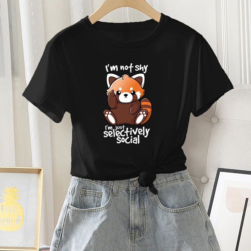 Summer Casual Women Daily T-shirts Female Fashion Short Sleeve Lesser Panda Letter Print Ladies Regular Graphic O-Neck Tees Tops
Summer Casual Women Daily T-shirts Female Fashion Short Sleeve Lesser Panda Letter Print Ladies Regular Graphic O-Neck Tees Tops