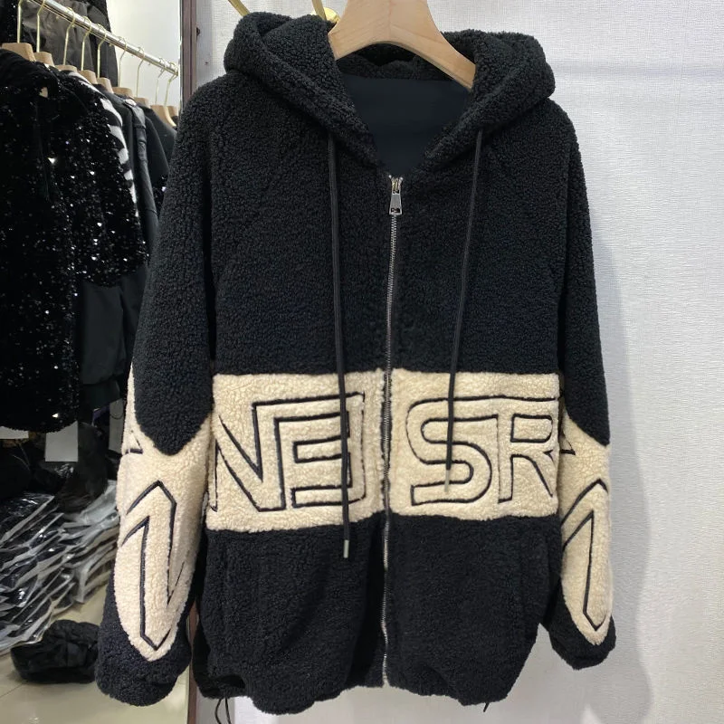 Deeptown Harajuku Hoodie Letter Print Vintage Lambs Wool Oversized Aesthetic Fleece Jacket Women Thicken Warm Black Coat Fashion
Deeptown Harajuku Hoodie Letter Print Vintage Lambs Wool Oversized Aesthetic Fleece Jacket Women Thicken Warm Black Coat Fashion