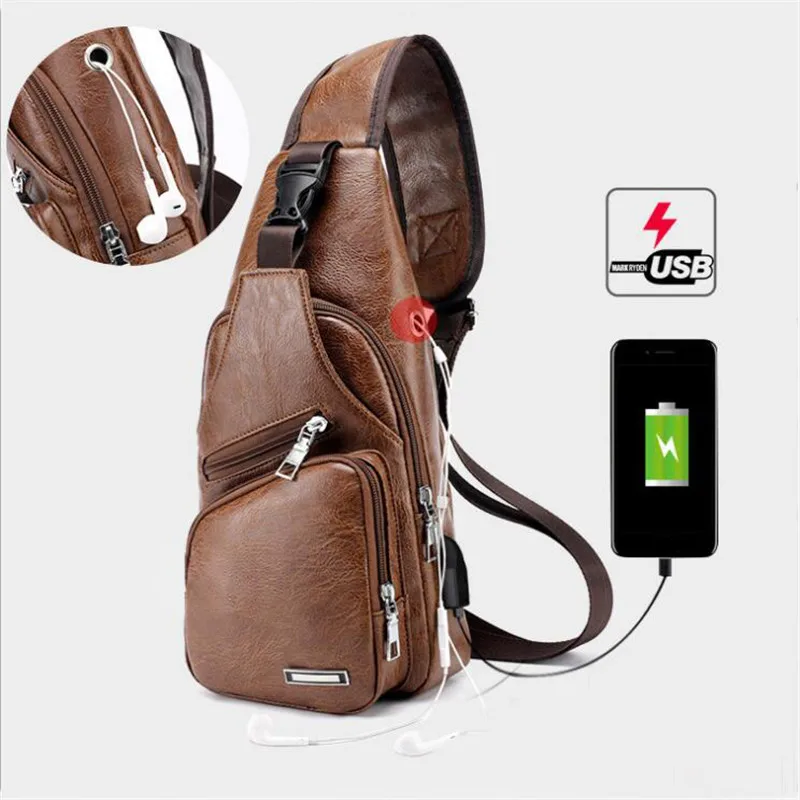 Men's USB Chest Bag Designer Men's Messenger Crossbody Package PU Leather Shoulder Bags Diagonal Package Travel Chest Bag
Men's USB Chest Bag Designer Men's Messenger Crossbody Package PU Leather Shoulder Bags Diagonal Package Travel Chest Bag