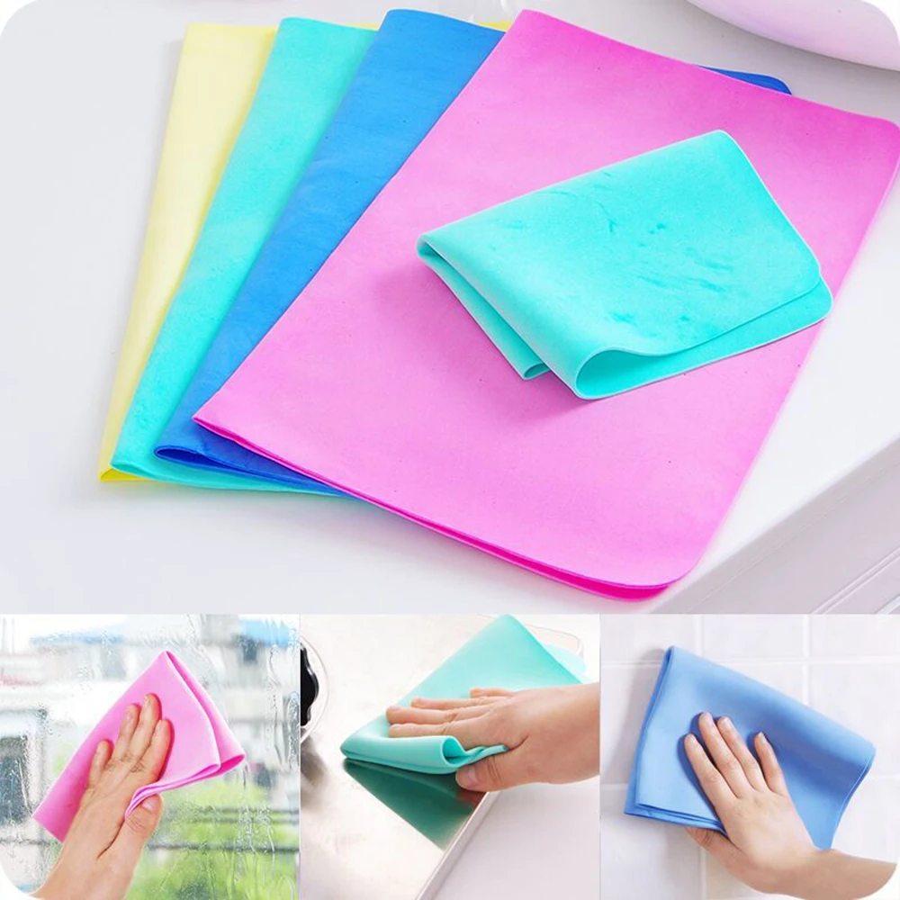 

30*20cm Kitchen Multipurpose Car Cloths Cleaning Microfiber Absorbent Wipes Hair Dry Towel Synthetic Deerskin PVA Chamois