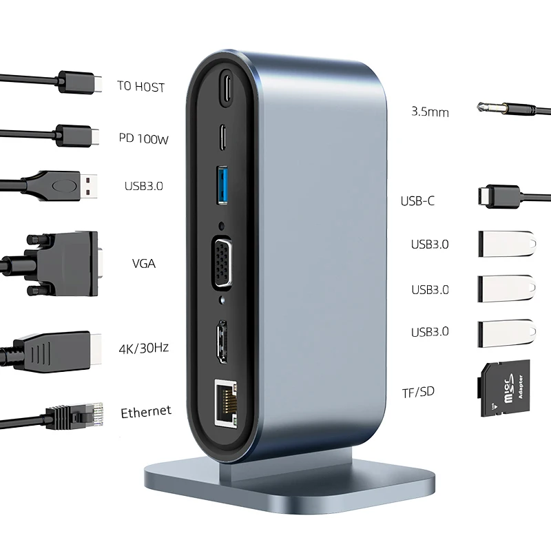 12 in 1 HUB USB 3.0 Dock Station USB C to HDMI 4K HD RJ45 PD100W TF/SD Card Reader Multi-Ports Hub Docking Stations For Laptops
12 in 1 HUB USB 3.0 Dock Station USB C to HDMI 4K HD RJ45 PD100W TF/SD Card Reader Multi-Ports Hub Docking Stations For Laptops