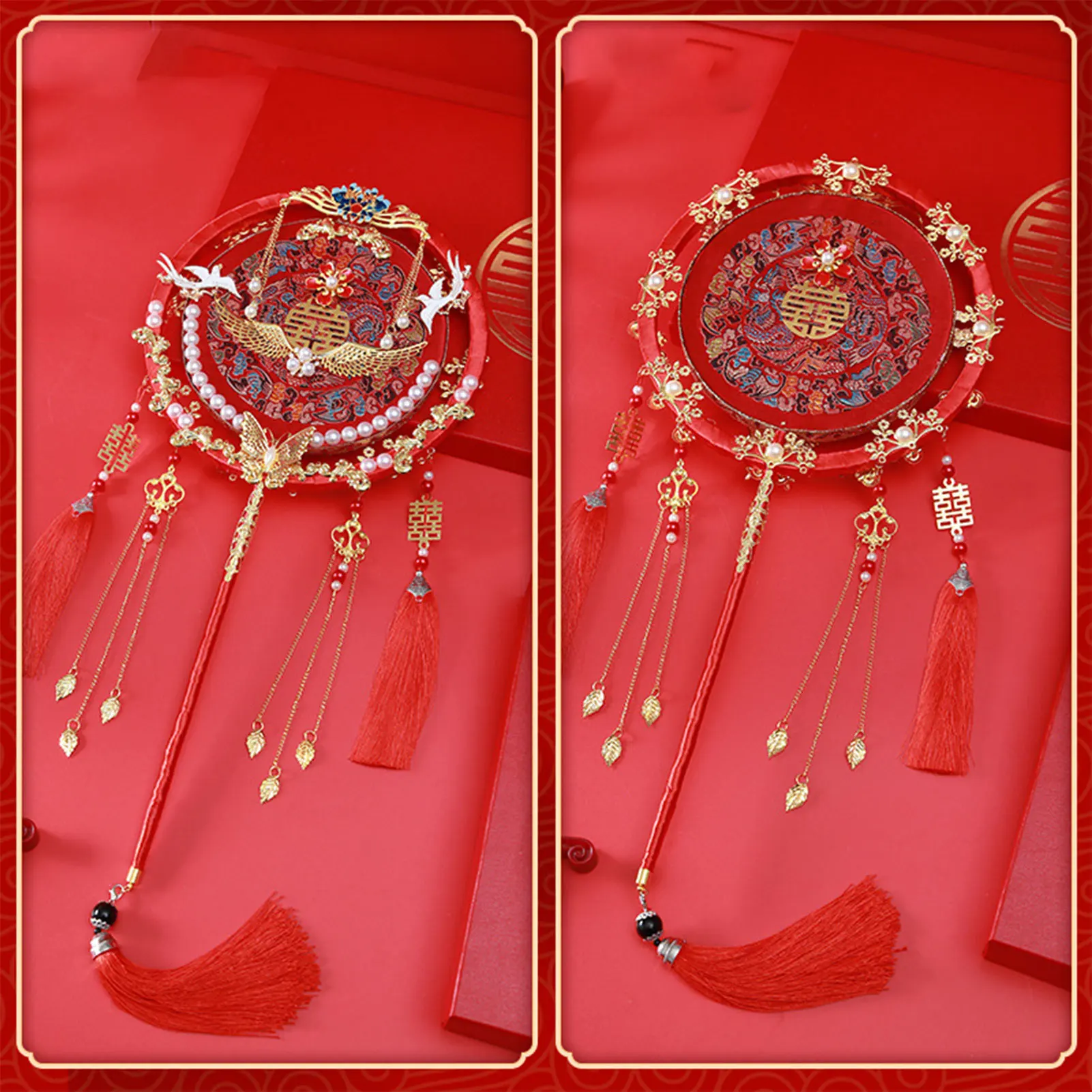 Retro Chinese Style Wedding Hand Fan Multiple Elements Fan with Tassels for Home Parties Photograph
Retro Chinese Style Wedding Hand Fan Multiple Elements Fan with Tassels for Home Parties Photograph