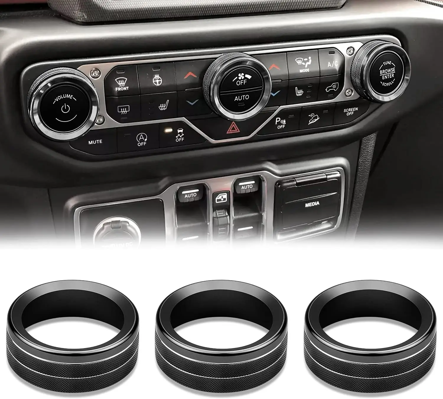 Air Conditioner Switch Knob Decoration Cover Compatible For 2018-2021 Jeep Wrangler JL JLU JT (Not fit for All JL JT)-Black
Air Conditioner Switch Knob Decoration Cover Compatible For 2018-2021 Jeep Wrangler JL JLU JT (Not fit for All JL JT)-Black