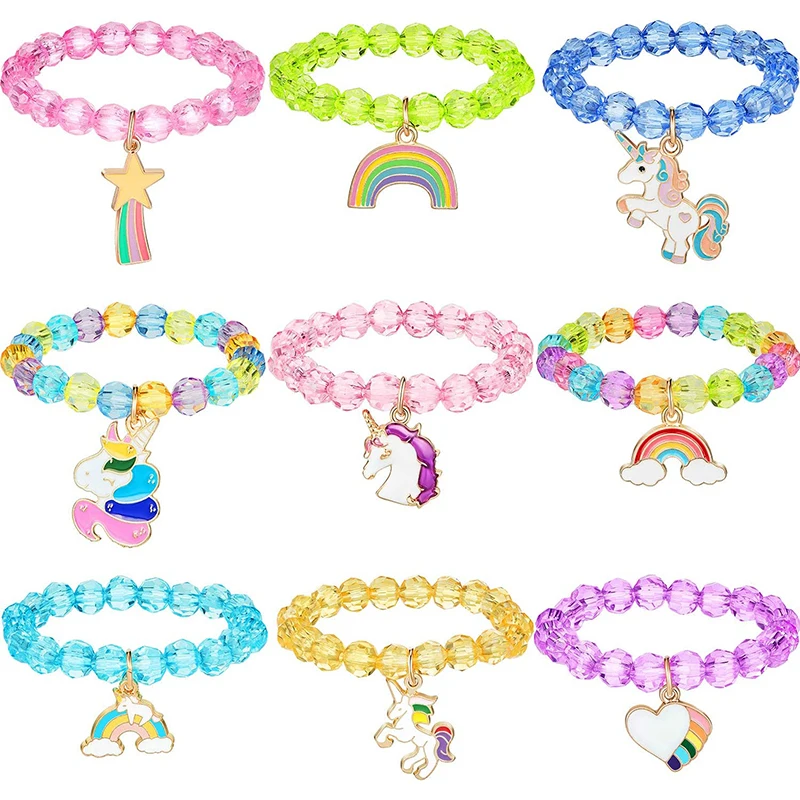 

9Pcs Unicorn Bracelet Unicorn Birthday Decor Kids Gifts Unicorn Party Supplies Children Birthday Party Favors Girls Jewelry Gift