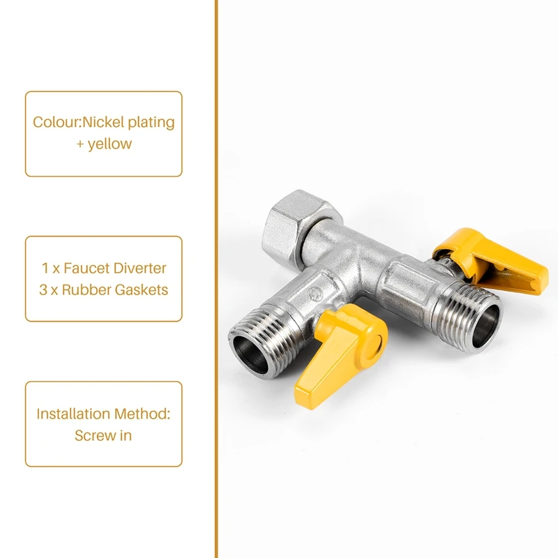 Brass Water Diverter 3 Way Shower Diverter Valve T Adapter Shower Head Shut-Off Valve For Showerhead And Shower Hose
Brass Water Diverter 3 Way Shower Diverter Valve T Adapter Shower Head Shut-Off Valve For Showerhead And Shower Hose