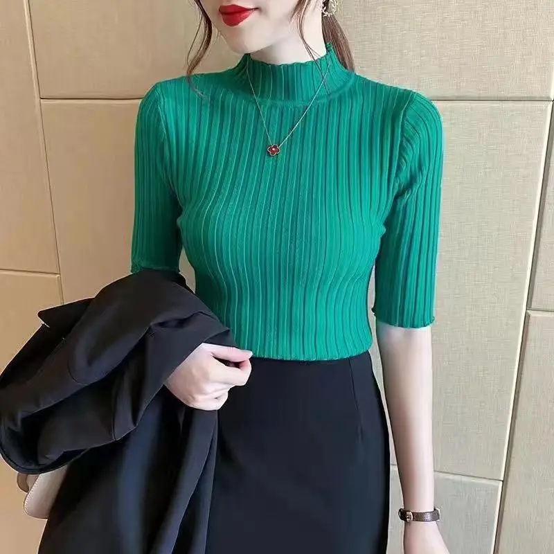 Basic Fashion Jumpers Knitted Women's Sweater Pullover Solid Ribbed Mock Neck Vintage Casual Black Office Lady Sueter Mujer Tops
Basic Fashion Jumpers Knitted Women's Sweater Pullover Solid Ribbed Mock Neck Vintage Casual Black Office Lady Sueter Mujer Tops