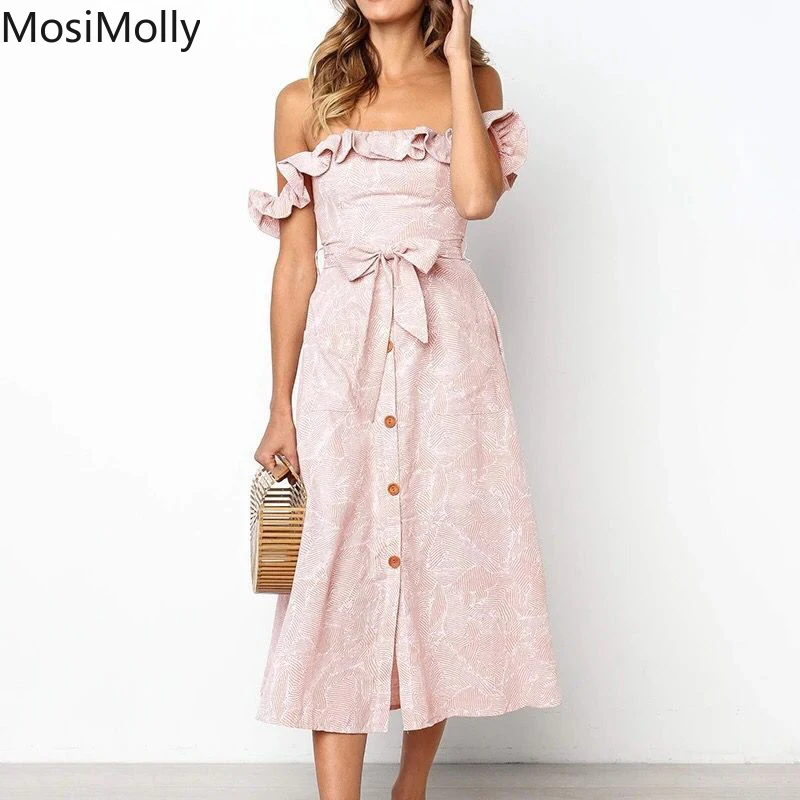 MosiMolly Pink Print Dress Women Off Shoulder Midi Dress Button Front Dress Women Female Vestidos
MosiMolly Pink Print Dress Women Off Shoulder Midi Dress Button Front Dress Women Female Vestidos