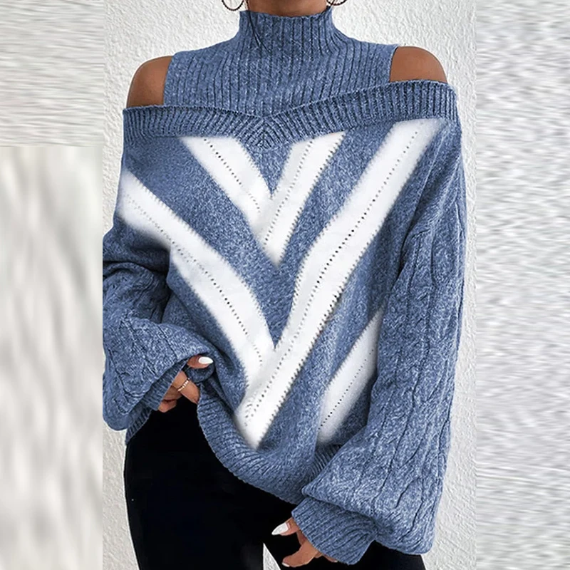 2022 Women's Sweater Casual High Neck Long Sleeve Knit Top Pullover Sweater Lady Fashion Geometric Pattern Flat Color Sweater
2022 Women's Sweater Casual High Neck Long Sleeve Knit Top Pullover Sweater Lady Fashion Geometric Pattern Flat Color Sweater