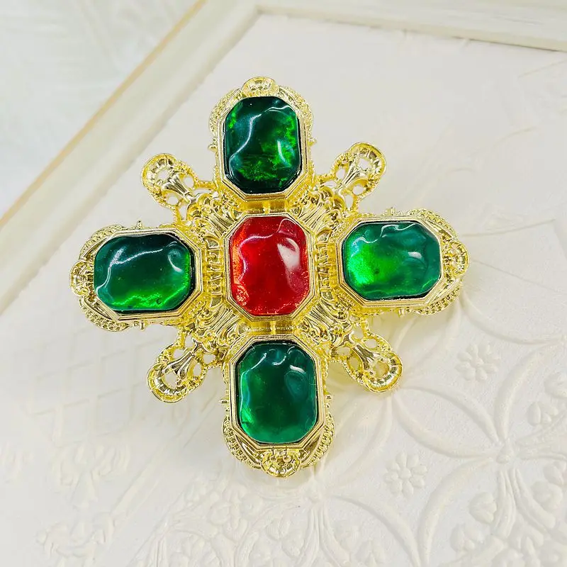 Colorful Jelly Colored Glass Brooch Baroque Autumn And Winter Cross Alloy Jewelry Middle Ancient Pin Women's Coat Brooch
Colorful Jelly Colored Glass Brooch Baroque Autumn And Winter Cross Alloy Jewelry Middle Ancient Pin Women's Coat Brooch