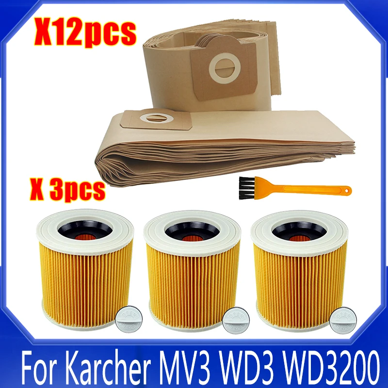 Hepa Filter Paper Dust Bags Replacement Fliters Accessories For Karcher WD3 WD3,200 WD,3300 MV3 WD3,500 Vacuum Cleaner Parts
Hepa Filter Paper Dust Bags Replacement Fliters Accessories For Karcher WD3 WD3,200 WD,3300 MV3 WD3,500 Vacuum Cleaner Parts