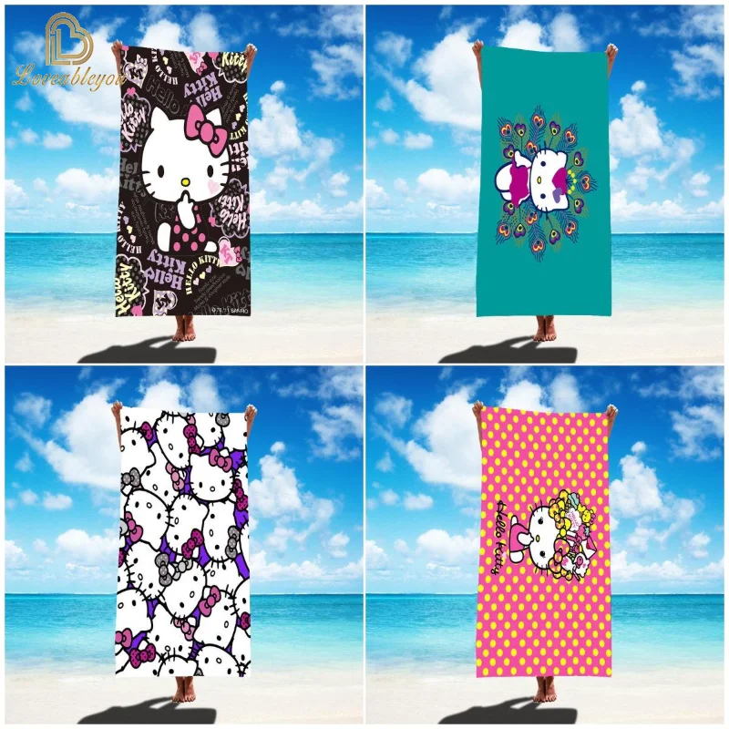 

Kawaii Hello Kitty полотенце из микрофибры аниме Kt Cat мягкое быстросохнущее пляжное полотенце летнее Впитывающее банное полотенце для спорта плавания йоги