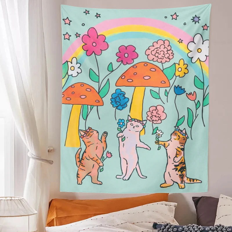 Tapiz De Flores, кошечки и Луна для ворот в галстуке, alfomбюстгальтер с рисунком радужной дуги, Tapices De Tela Para Pared,
Tapiz De Flores, кошечки и Луна для ворот в галстуке, alfomбюстгальтер с рисунком радужной дуги, Tapices De Tela Para Pared,