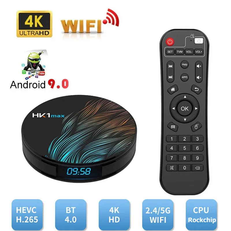 4K HK1 MAX Set Top Box Android 9.0 2.4G/5G Wifi Smart TV Box Quad Core Buetooth 4.0 TV Box Rockchip 3318 Media Player
4K HK1 MAX Set Top Box Android 9.0 2.4G/5G Wifi Smart TV Box Quad Core Buetooth 4.0 TV Box Rockchip 3318 Media Player