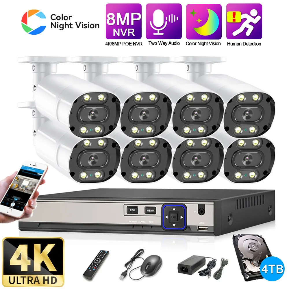 8CH 5MP 8MP 4K H.265 POE NVR Kit CCTV Security System Outdoor P2P Two-Way Audio Colorvu Night Video Surveillance IP Camera Set
8CH 5MP 8MP 4K H.265 POE NVR Kit CCTV Security System Outdoor P2P Two-Way Audio Colorvu Night Video Surveillance IP Camera Set