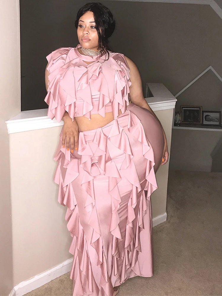 ZJFZML ZZ Plus Size 2 Piece Set Women Cascading Ruffles Sleeveless Body-shaping Mermaid Dress Suit Wholesale Dropshipping
ZJFZML ZZ Plus Size 2 Piece Set Women Cascading Ruffles Sleeveless Body-shaping Mermaid Dress Suit Wholesale Dropshipping