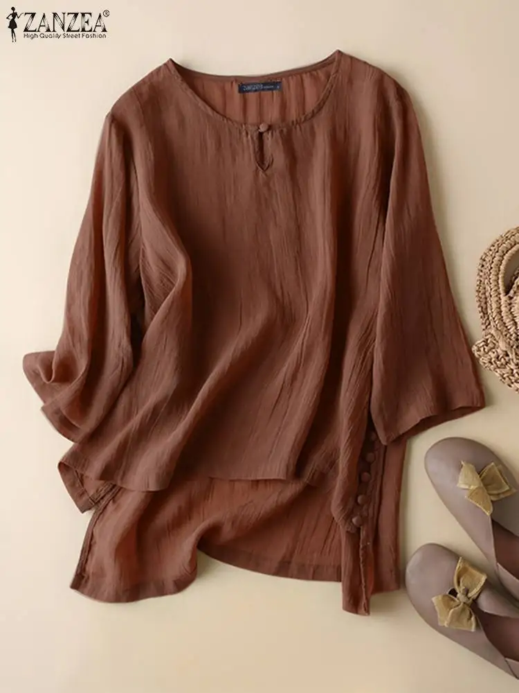 ZANZEA Women Summer 3/4 Sleeve Blouse Casual Solid Loose Vintage High Low Tops Oversized 2022 Female O Neck Blusas Femininas
ZANZEA Women Summer 3/4 Sleeve Blouse Casual Solid Loose Vintage High Low Tops Oversized 2022 Female O Neck Blusas Femininas