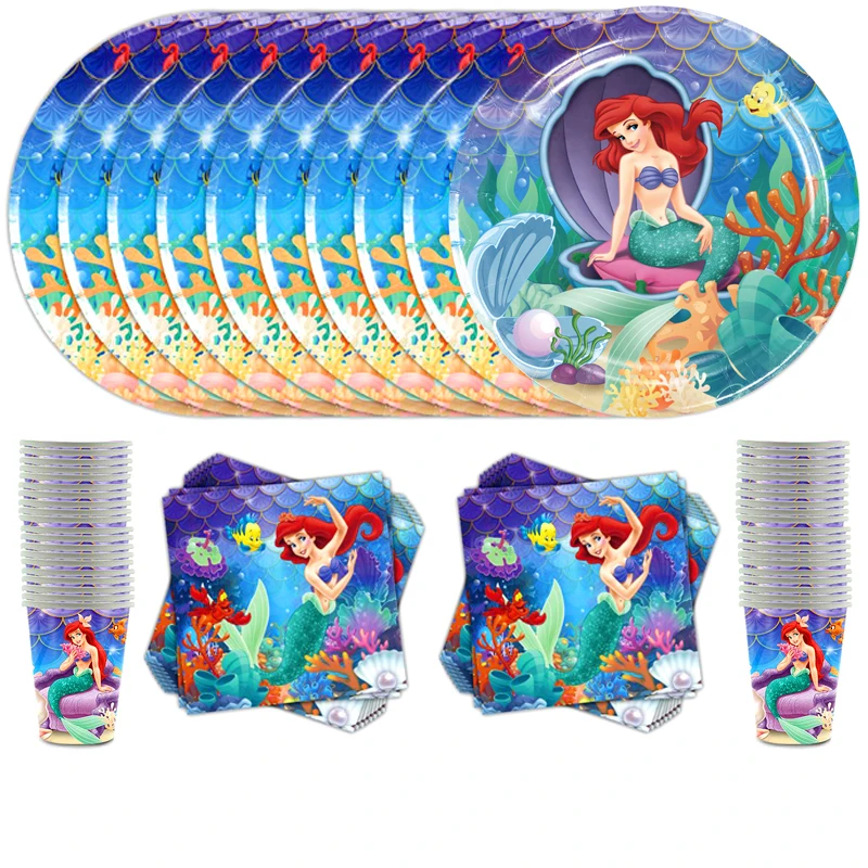 60pcs/lot Little Mermaid Theme Tableware Set Happy Birthday Party Plates Cups Dishes Decoration Baby Shower Napkins Towels
60pcs/lot Little Mermaid Theme Tableware Set Happy Birthday Party Plates Cups Dishes Decoration Baby Shower Napkins Towels