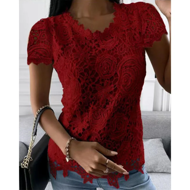 Elegant Summer Tops Casual O-Neck Clothes Vintage Embroidery White Lace Shirt Fashion Loose Short Sleeve Lace Blouse Women 24737
Elegant Summer Tops Casual O-Neck Clothes Vintage Embroidery White Lace Shirt Fashion Loose Short Sleeve Lace Blouse Women 24737