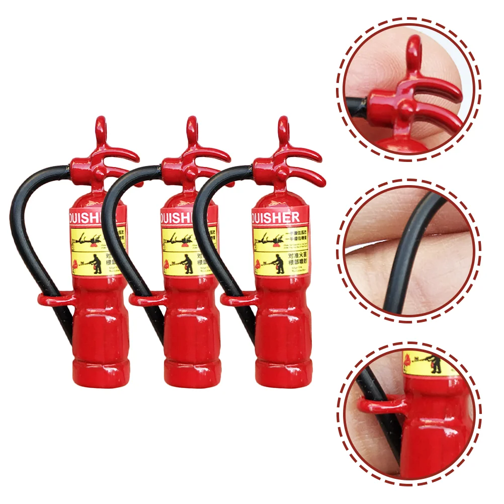 

3 Pcs Mini Fire Extinguisher Home Decoration Miniature Landscaping Models Metal Toy Dolly Pendants Outdoor Tools Iron House DIY