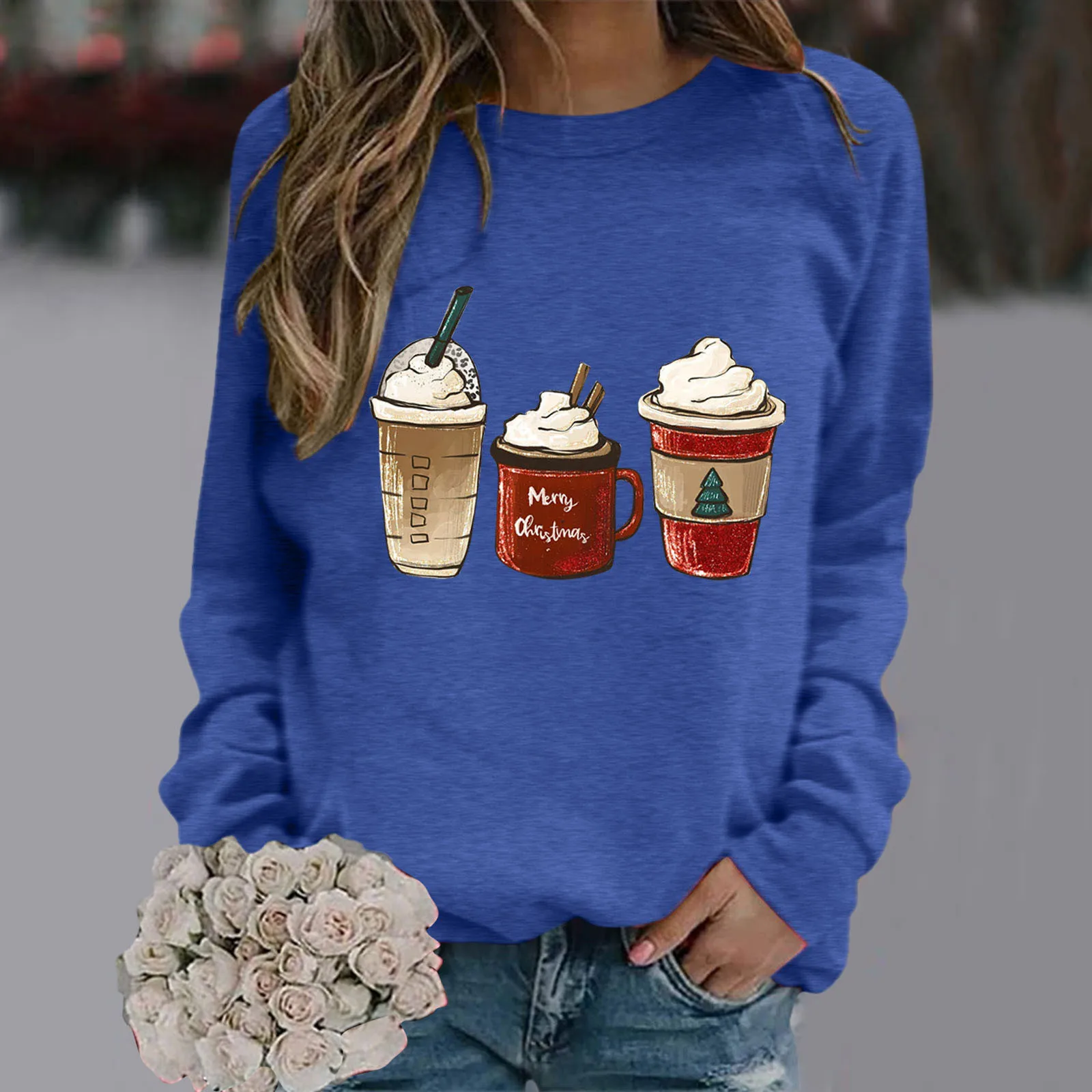 Womens Cute Print Pattern Casual Loose Solid Color Round Neck Top With Solid Color Long Sleeve Loose Round Neck Christmas
Womens Cute Print Pattern Casual Loose Solid Color Round Neck Top With Solid Color Long Sleeve Loose Round Neck Christmas