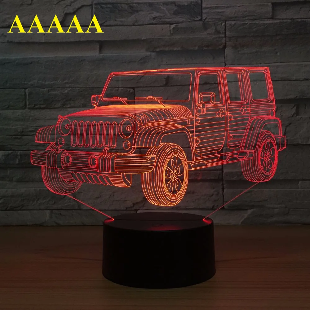 СВЕТОДИОДНЫЙ Автомобильный ночсветильник 3D в форме Jeep прикроватная настольная