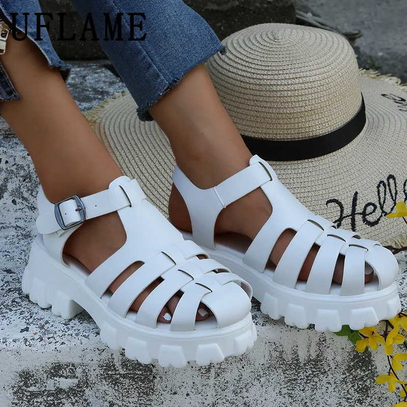 5.5cm Women Sandals Summer Platform PU Leather Roman Pumps Breathable Closed Toe Height Heel Ladies Fashion Bucket Beach Shoes
5.5cm Women Sandals Summer Platform PU Leather Roman Pumps Breathable Closed Toe Height Heel Ladies Fashion Bucket Beach Shoes