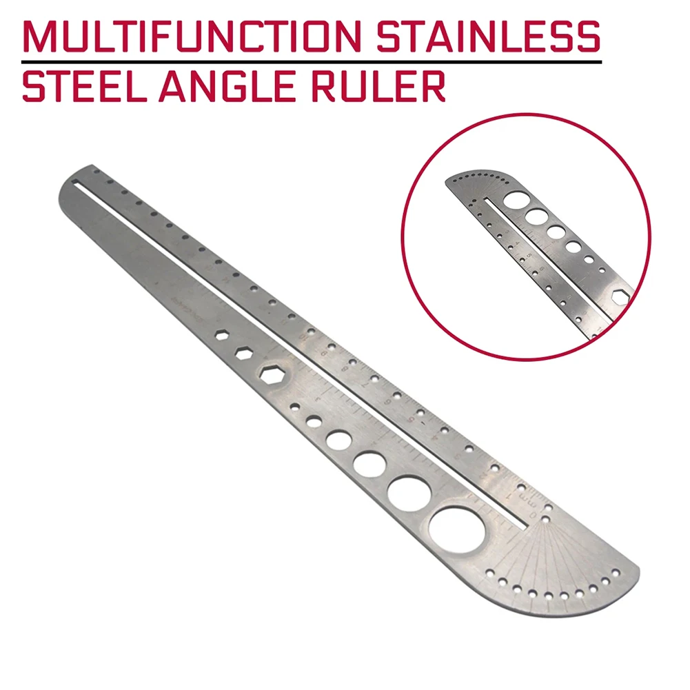 Stainless Steel Angle Ruler 3.7x27CM Protractors Large Multifunction Scale Draw Circle Hex Straight Ruler Measuring Gauging
Stainless Steel Angle Ruler 3.7x27CM Protractors Large Multifunction Scale Draw Circle Hex Straight Ruler Measuring Gauging