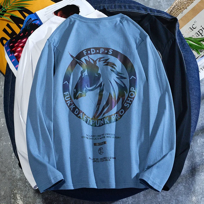 Reflective Unicorn Appliqué Hong Kong Style Ins Hip Hop Style Couple Casual Loose Round Neck T-Shirt Pullover
Reflective Unicorn Appliqué Hong Kong Style Ins Hip Hop Style Couple Casual Loose Round Neck T-Shirt Pullover