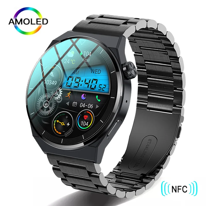 

Смарт-часы мужские с поддержкой NFC, AMOLED, 2022*390, HD-экран, пульсометр, Bluetooth-вызов, водозащита IP68, Смарт-часы для Huawei Xiaomi, 390