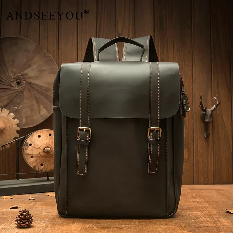 Andseeyou Brand Handmade Leather Backpack Men's Large Capacity Travel Bag Youth Cowhide Computer Bag British Style Trendy Motorc
Andseeyou Brand Handmade Leather Backpack Men's Large Capacity Travel Bag Youth Cowhide Computer Bag British Style Trendy Motorc