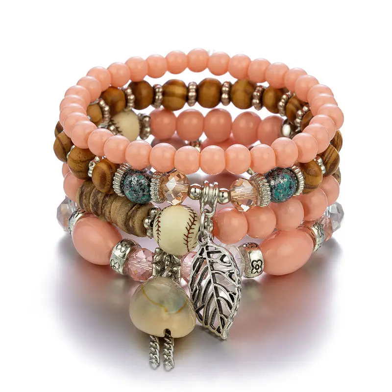 4pcs Bohemia Leaf Shell Charm Beaded Bracelet Set Women Girls Handmade Wood Beads Pink Bangle Female Summer Jewelry
4pcs Bohemia Leaf Shell Charm Beaded Bracelet Set Women Girls Handmade Wood Beads Pink Bangle Female Summer Jewelry