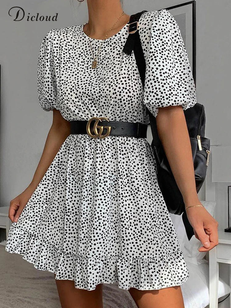 DICLOUD White Summer Mini Dress Women Polka Dot Puff Sleeve Dresses Casual Ruffle Party Fashion Round Neck Street Vestido 2022
DICLOUD White Summer Mini Dress Women Polka Dot Puff Sleeve Dresses Casual Ruffle Party Fashion Round Neck Street Vestido 2022