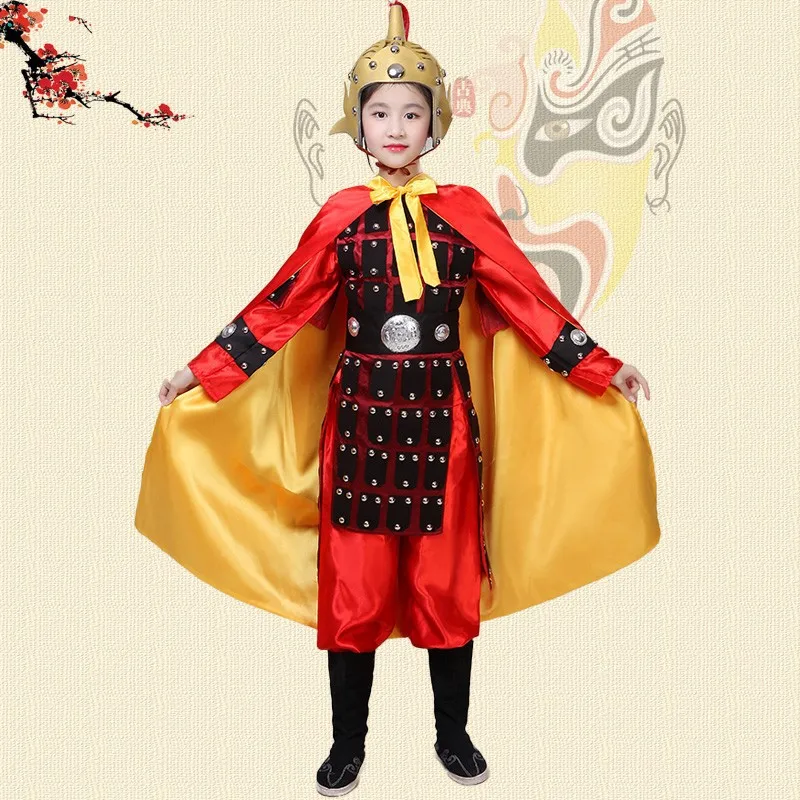 Детская одежда в стиле древнего генерала Юэ Фэй для выступлений Yang Jiajiang Mulan