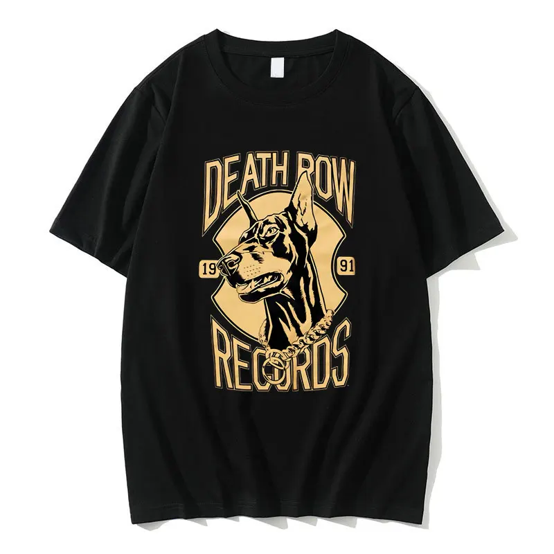 

Death Row Records T Shirts Dobermann Graphic Print T-shirt Snoop Doggy Dogg Tshirt Tupac 2pac Men's Hip Hop Rock Oversized Tees